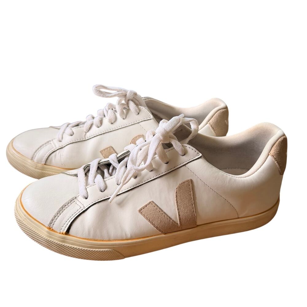 Veja Esplar sneakers shoes in white leather suede "V" logo size 8 EU 39